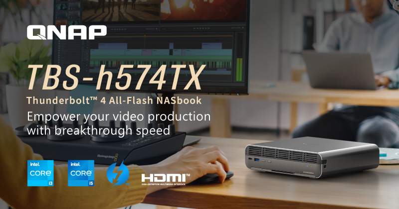 QNAP Merilis NASbook Thunderbolt™ 4 All-Flash – TBS-h574TX Mendukung Produksi Video dengan Kecepatan Tinggi dan SSD M.2 Hot-Swappable
