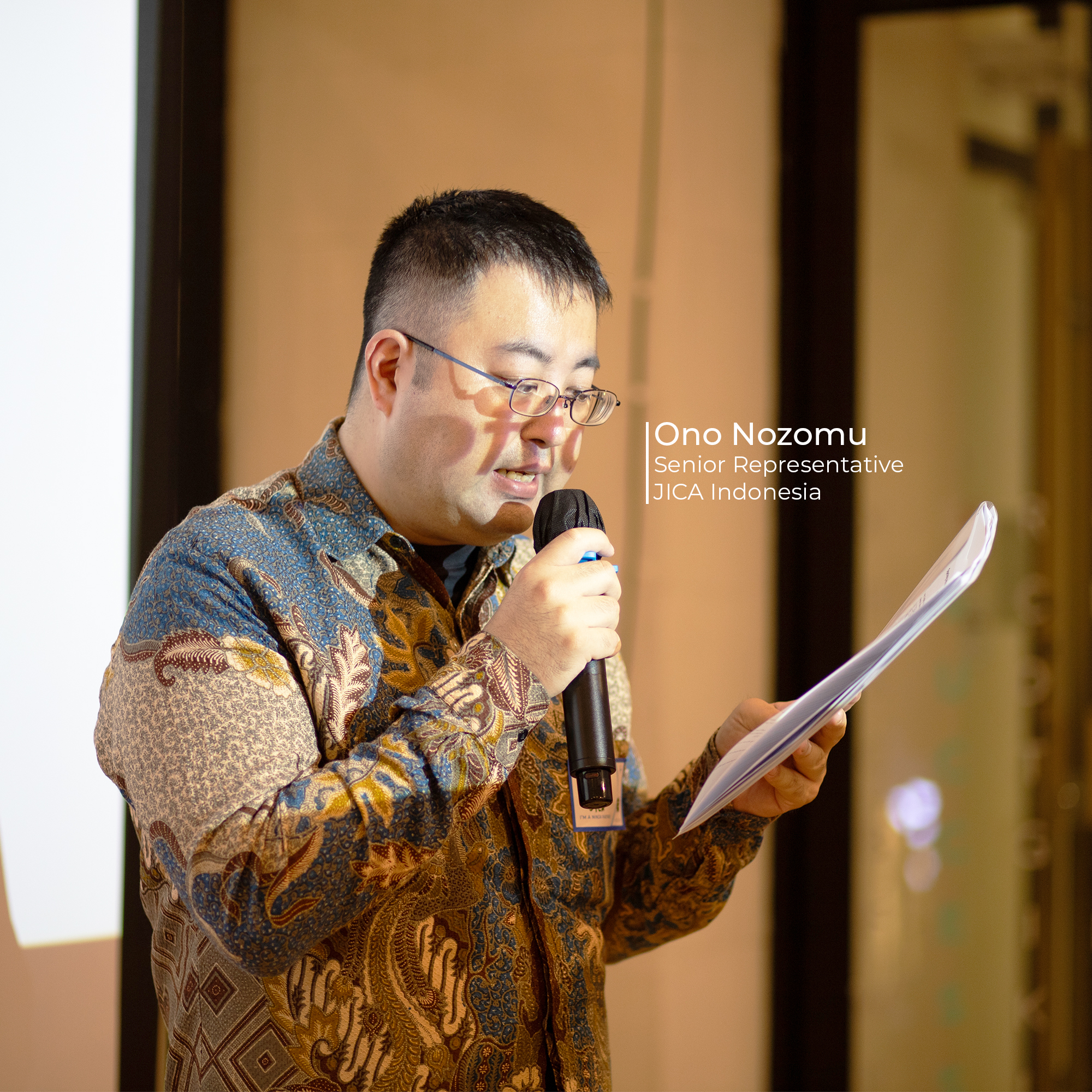 Kata sambutan oleh Ono Nozomu, Senior Representative JICA Indonesia. Sumber: NINJA/JICA