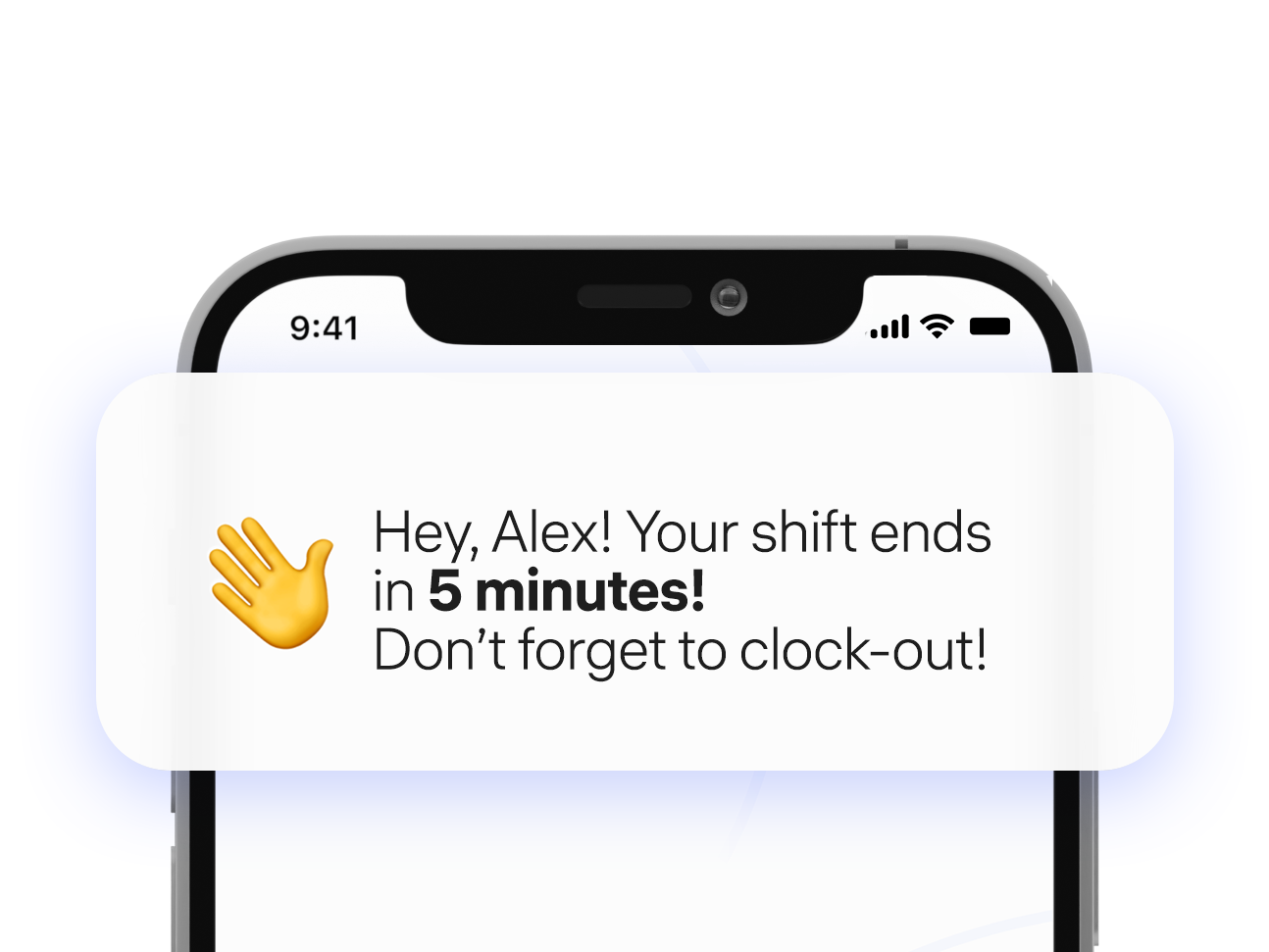 Push notifications constantly remind employees about clock-ins and clock-outs so that effective work hours are accounted for