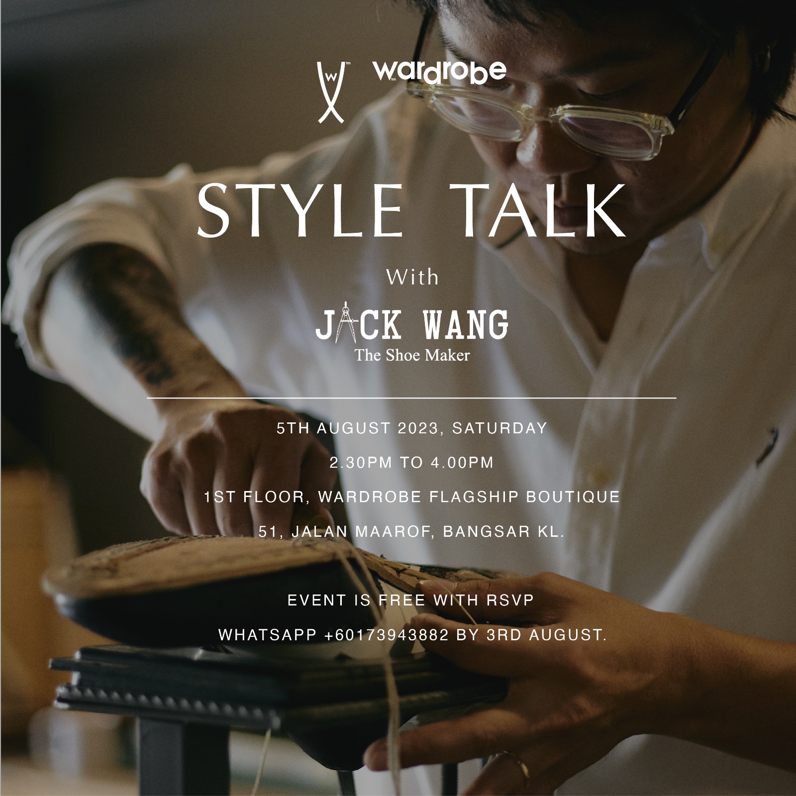 Style Talk with Jack Wang 'The Shoe Maker' event invitation.