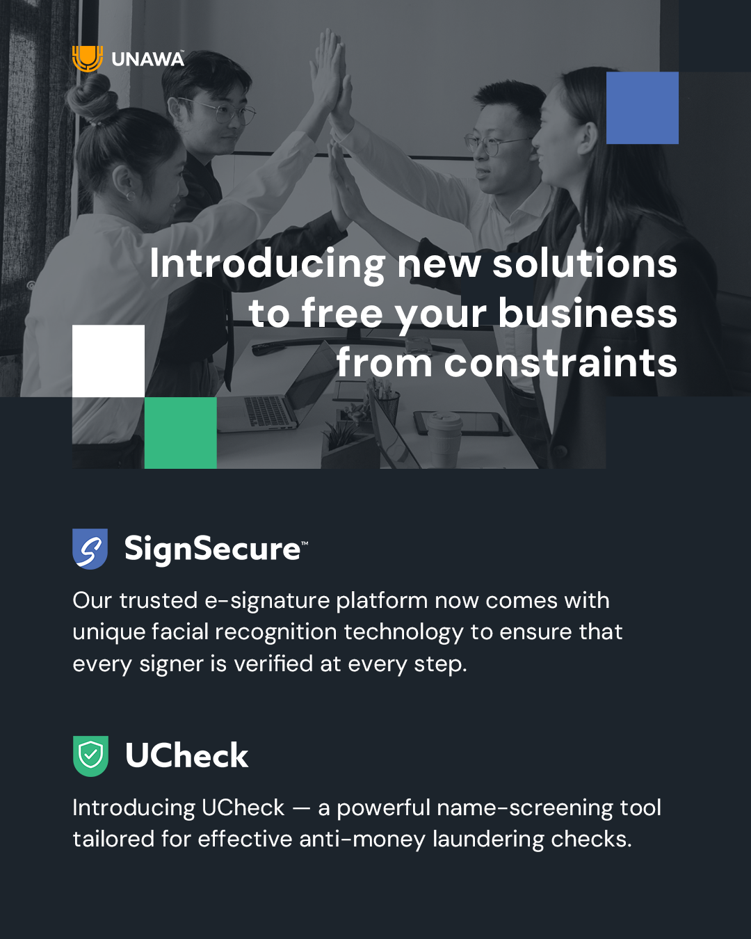 Let's celebrate FREEDOM from fraud with UCheck and FREEDOM from forgery with SignSecure!